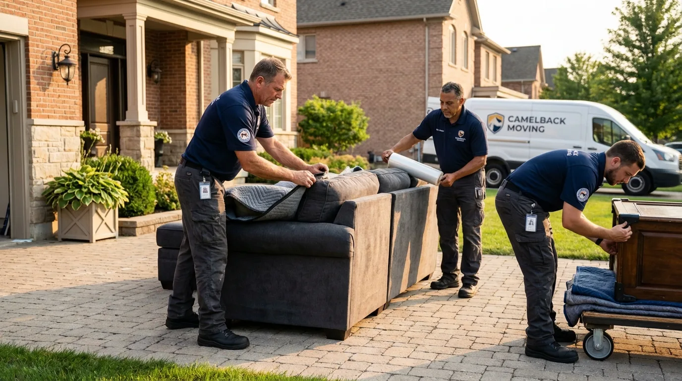 Large estate moving crew wrapping furniture in Jefferson, OR